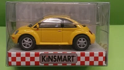 VW New Beetle (yellow) pullback mechanism 1/64 ca (diecast-metal) Kinsmart - Immagine 1 di 3
