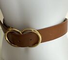 EXPRESS Women's 1.5" Belt  Size Medium Brown with Gold Tone Circles Buckle