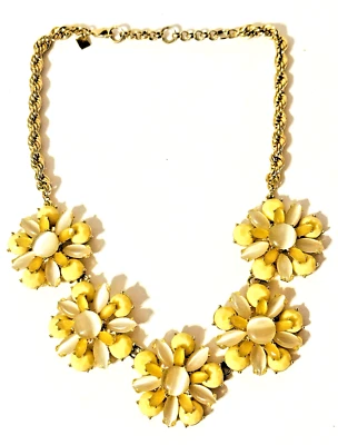 Vtg BANANA REPUBLIC Floral Runway Rhinestone Cabochon Daisy Necklace HTF - Image 1 of 4
