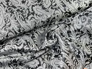 LUREX JACQUARD Stoff Brokat Paisley Kostüme Theater SCHWARZ SILBER EUR 17,98/m - Bild 1 von 2