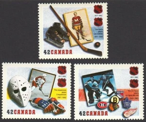 HOCKEY = 75th NHL = set of 3 stamps Canada 1992 #1443-1445 MNH - Picture 1 of 1