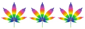 SET OF 3 RAINBOW MARIJUANA LEAF VINYL DECALS (CHOOSE YOUR SIZE) - Picture 1 of 6