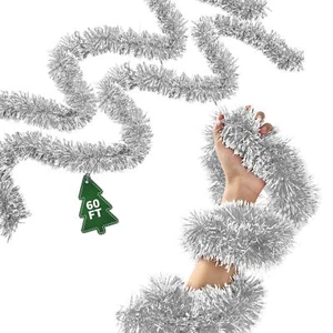 60Ft Christmas Garland - Xmas Tree Decorations, Christmas Tinsel Decorations - Picture 1 of 5