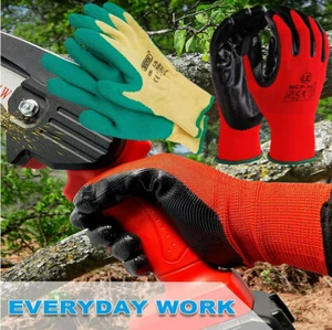 Waterproof Work Gloves safety Flex Grip Latex Glove Garden Builder Ladies/Men’s - Picture 1 of 7