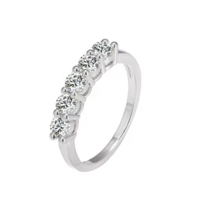 3 mm 5 Steine Moissanit Halb Ewigkeit Ring Band für Damen 925 Sterling Silber  - Bild 1 von 10