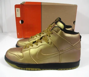 NUEVAS Zapatillas Altas Nike Dunk Talla 13 #308348-771 Metálicas Dorado/Negro - Imagen 1 de 7
