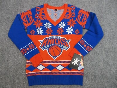 Suéter New York Knicks Mujer Adulto Pequeño Azul Tejido Logo NBA Baloncesto Foto 1 de 4