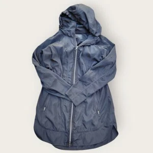 ATHLETA Rain Jacket Women's Size XS Black Full-Zip Hooded Long Windbreaker - Picture 1 of 6