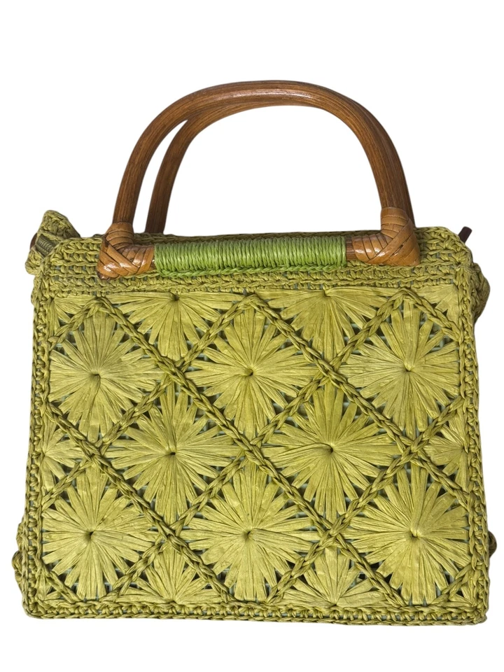 Mini Bolso Cartera Fossil Paja Verde Doble Asa Madera bv Foto 1 de 4