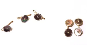 Bodkin 14K yellow gold platinum pearl 14g TUXEDO BUTTONS Cufflinks vintage - Picture 1 of 6