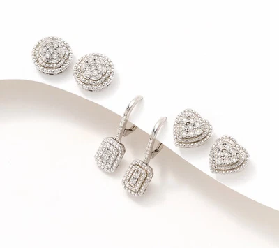 Accents by Affinity Sterling Silver Set-3 Earrings - Image 1 of 3