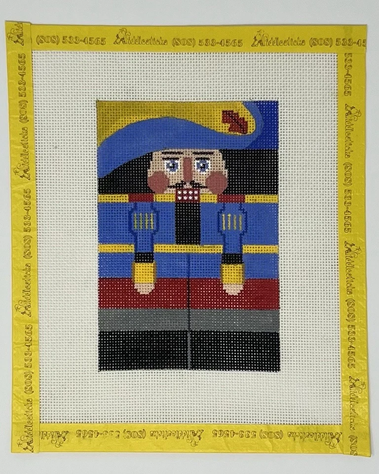 Vtg Nutcracker Hand Painted Needlepoint Canvas “JB” 8.5” X 7” 18 Ct - Image 1 of 1