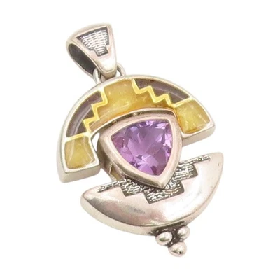 Colgante vintage de plata de ley 925 CAROLYN POLLACK amatista encanto PT25304 Foto 1 de 4