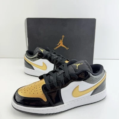 Nike Air Jordan 1 Low Youth Sz 6Y Women 7.5 DR6970-071 Black Metallic Gold Shoes - Image 1 of 4