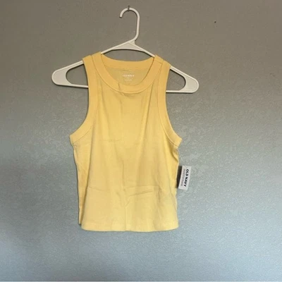 Camiseta sin mangas acanalada Old Navy para mujer amarilla sin mangas informal básica mediana Foto 1 de 4