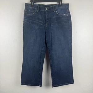LUCKY BRAND Mujer Crop Botón Mosca Desgastado Bigotes Denim Azul Jeans - 10/30 - Imagen 1 de 11