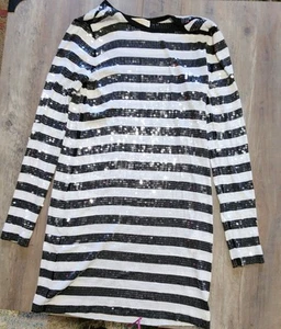 Michael Kors Black & White Sequin Dress Size L (2017 Vogue) - Picture 1 of 3