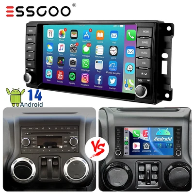 7" Apple CarPlay Android 14 For Jeep Wrangler Dodge Chrysler Car Stereo GPS Navi - Image 1 of 4