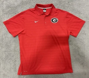 Nike Georgia Bulldogs Polo Shirt Mens XXL Red Short Sleeve On Field Coach Dawg - Picture 1 of 7