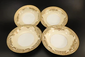 Noritake Glenmore FRUIT BOWLS Set of 4 Hand Painted Gold Floral & Scroll 1930s - Picture 1 of 10