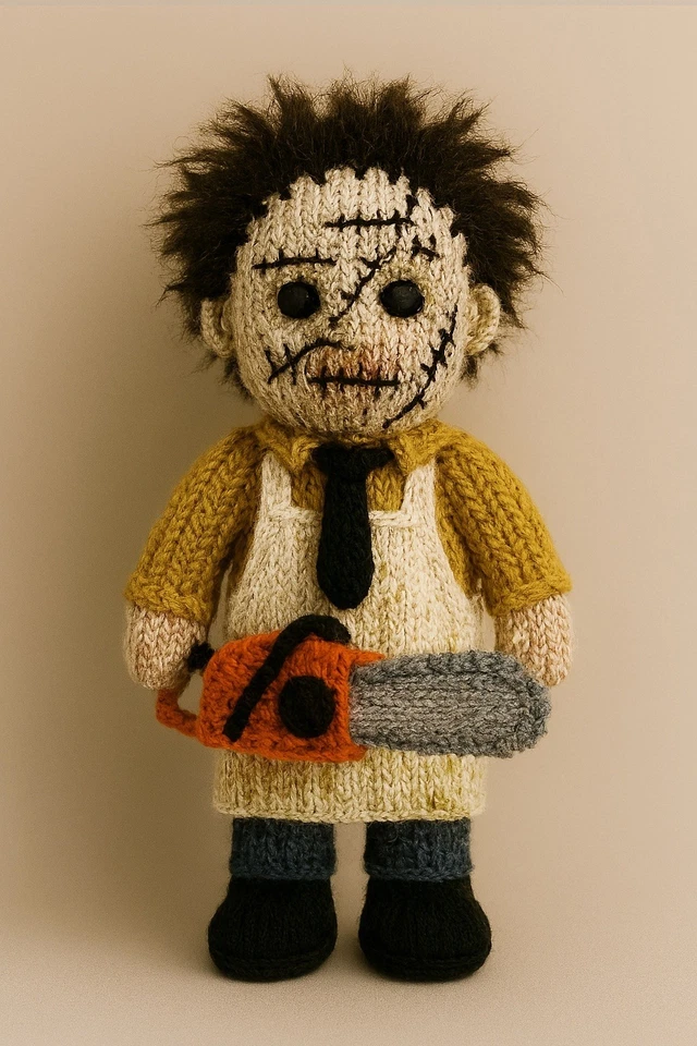 KING COLE Leatherface Halloween Texas Kettensäge gestrickt Strick DK Muster nur 25 cm