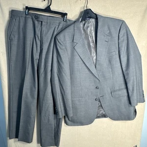 BURBERRYS 42R Blue Gray Houndstooth 2 Piece Suit 36x29 Pants Side Adjust 36/37" - Picture 1 of 24