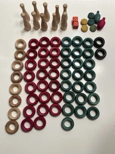 Vintage 72 Teile Carrom Spielfiguren aus Holz - Bild 1 von 12