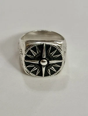 Retired James Avery Sterling Silver Men's Guide My Way Compass Ring Size 9 - Image 1 of 4