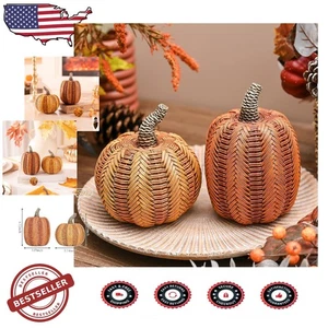 Herbst Kürbis Deko Set 2tlg Harz Kürbis Deko Indoor Herbst Tischdeko - Bild 1 von 11