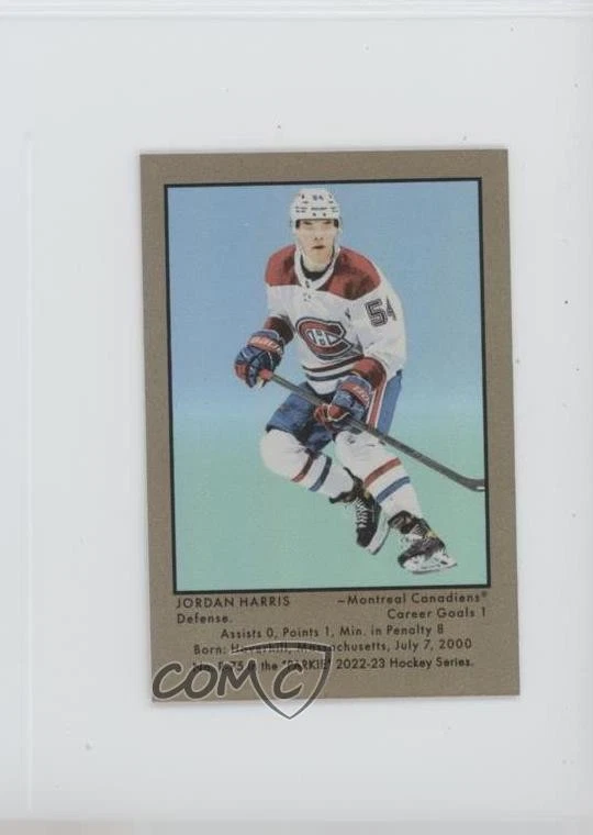 2022-23 Parkhurst Champions 51 Retros Gold Rainbow /51 Jordan Harris Rookie RC - Image 1 of 2