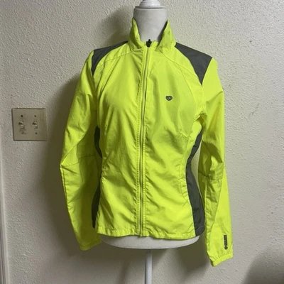 Pearl Izumi womens bright yellow packable windbreaker biker jacket sz medium - Image 1 of 4