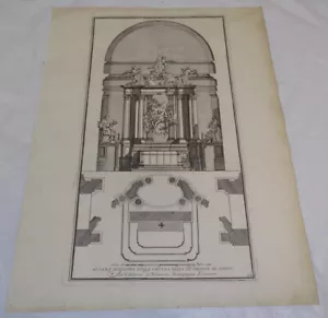 1711 Stampa antica DISEGNO DELL'ALTARE MAGGIORE DELLA CHIESA DELLA TRINITA DE MONTI - Foto 1 di 1
