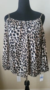 Blusa Camisa INC International Concepts Ombre Cheetah Hombro Frío Talla XL - Imagen 1 de 5