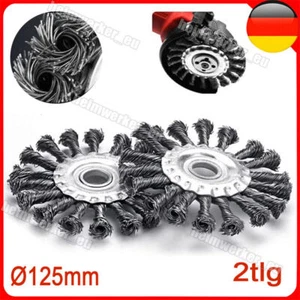 2X Drahtbürste Für Flex, Winkelschleifer Ø125mm X 22mm Gezopft Scheibenbürste - Bild 1 von 12