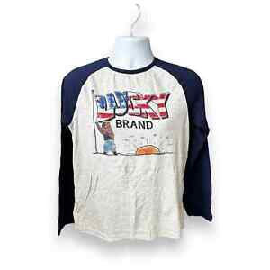 Lucky Brand Raglan T-Shirt Gray w/ Blue Sleeves US California Bear Flag Youth XL