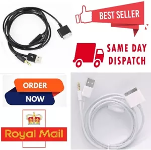 Dock to 3.5mm car Audio in AUX and USB Data Charger Cable iPod/iPhone iPadUZ13 - Picture 1 of 14