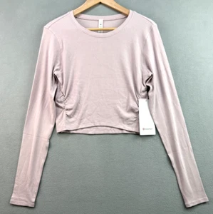 Lululemon Long Sleeve 12 LA Tight to Body Ruched Cropped Porcelain Pink W3FMHS - Picture 1 of 8