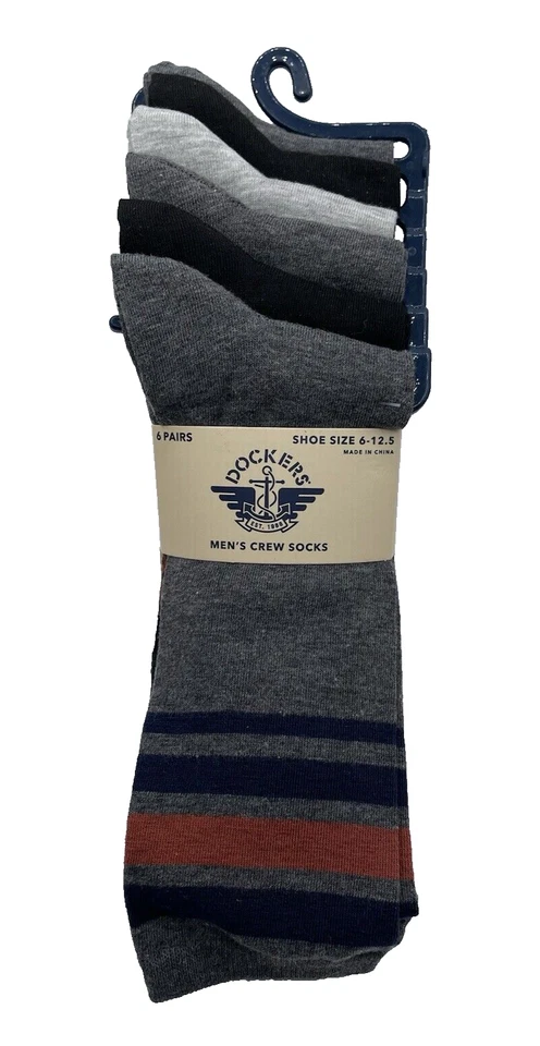 Calcetines de vestir 6 pares/paquete negros/grises/azul marino a rayas duraderos suaves elásticos nuevos Foto 1 de 3