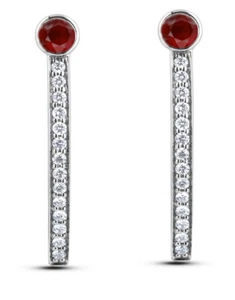 1.32ct Natural Round Diamond 14K White Gold Ruby Anniversary Dangler Earring - Picture 1 of 3