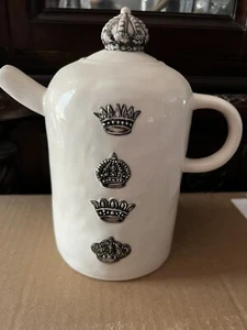 Original Vintage Rae Dunn Artisan Collection Have a Royal Day  Crown Teapot HTF - Foto 1 di 5