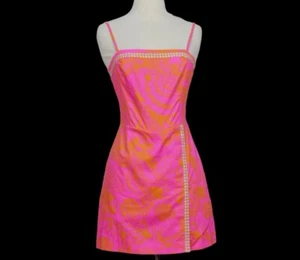 Lilly Pulitzer Hot Pink/Orange With Gold Accents 2015 Seaesta Romper Size 4 - Picture 1 of 14