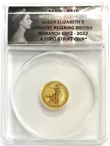 2023 GOLD GREAT BRITAIN 1/10oz BRITANNIA 10 POUNDS ANACS MS 70 - Picture 1 of 2