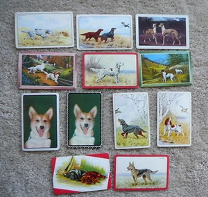 12 VINTAGE SWAP PLAYING CARDS BLANK BACKS - SPORTING DOGS - PARIS - L. DAWSON - Picture 1 of 7
