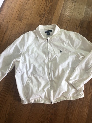 OFF WHITE Giacca Vintage Polo Ralph Lauren Uomo Harrington Crema Off White Bomber Zip XL
