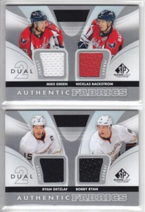 2012-13 UD SPGU BACKSTROM GREEN DUAL JERSEY Authentic Fabrics SP Game Used Caps