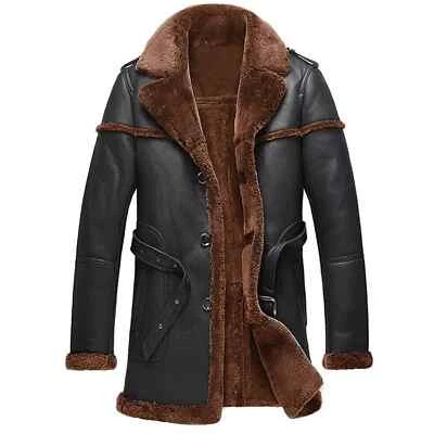 RAF BOMBER REAL LEATHER ARMY JACKET SHEEPSKIN SHEARLING FUR STYLE FOR MEN COAT - Image 1 of 4