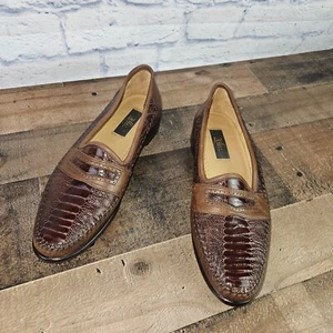 Zelli Genuine Ostrich Leg Leather Men's Dress Shoe Loafer Size 9.5 D - Picture 1 of 11