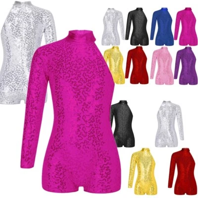 Girls*Jazz Dance Performance Costume Sparkle Sequins Ballet Leotard Jumpsuit - Image 1 of 3