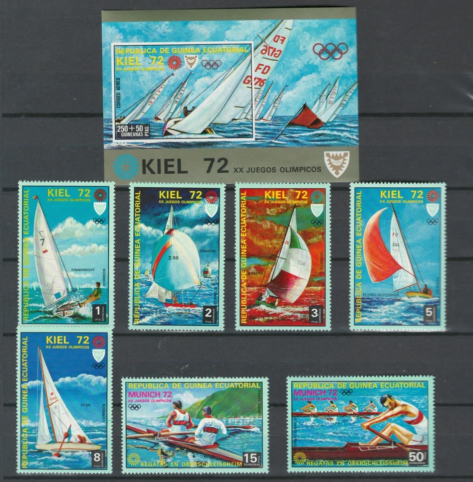 GUINEA EQUAT. LOTE JUEGO Y SÁBANAS OLÍMPICAS MUNICH 72 DEPORTES ACUÁTICOS MNH (GUI 239) Foto 1 de 1