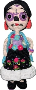 “Día De Muertos” Hand Made Embroidered Skull Catrina Doll Crochet 9.5” - Bild 1 von 6